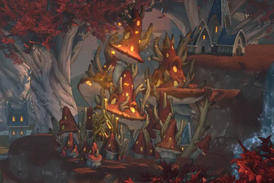 Shroomwood Shack in the Grove town